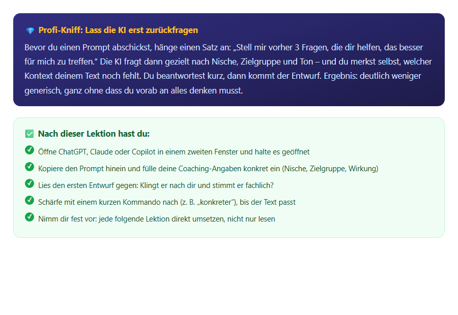 Profi-Kniffe und Abhak-Checklisten in jeder Lektion